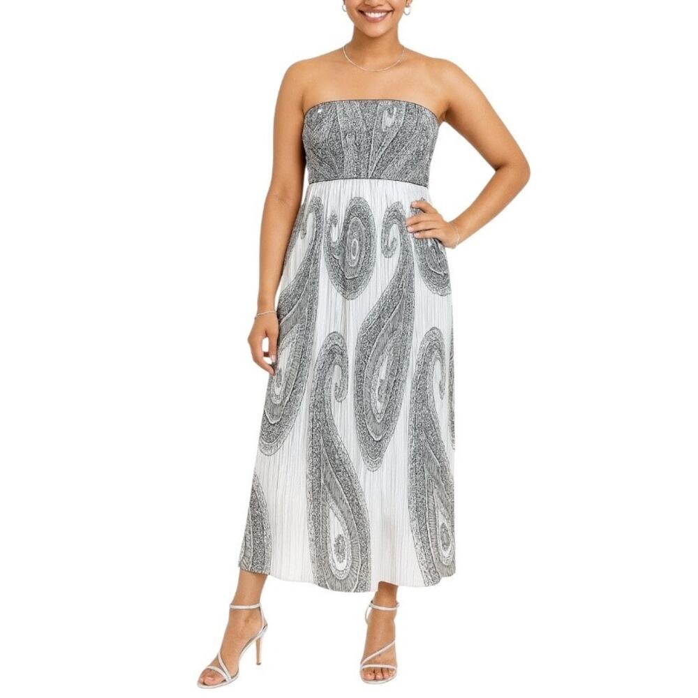White House Black Market Midi Maxi Dress Strapless Empire Waist Women’s Size 8